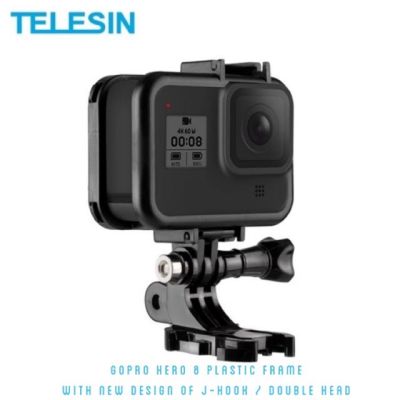 TELESIN GoPro Hero 8 Frame Housing Case Cage Cold Shoe Bracket with Quick Release Buckle Tripod Mount