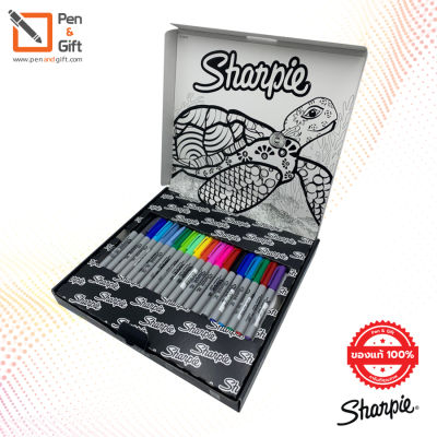 Sharpie Permanent Markers Assorted Color Big Pack 20ct -Tortoise Special Edition  - ชุดปากกามาร์กเกอร์ Sharpie แบบคละสี 20 ด้าม หัว F 1.0 มม. และ UF 0.3 พร้อมกล่องและภาพระบายสี ปากกามาร