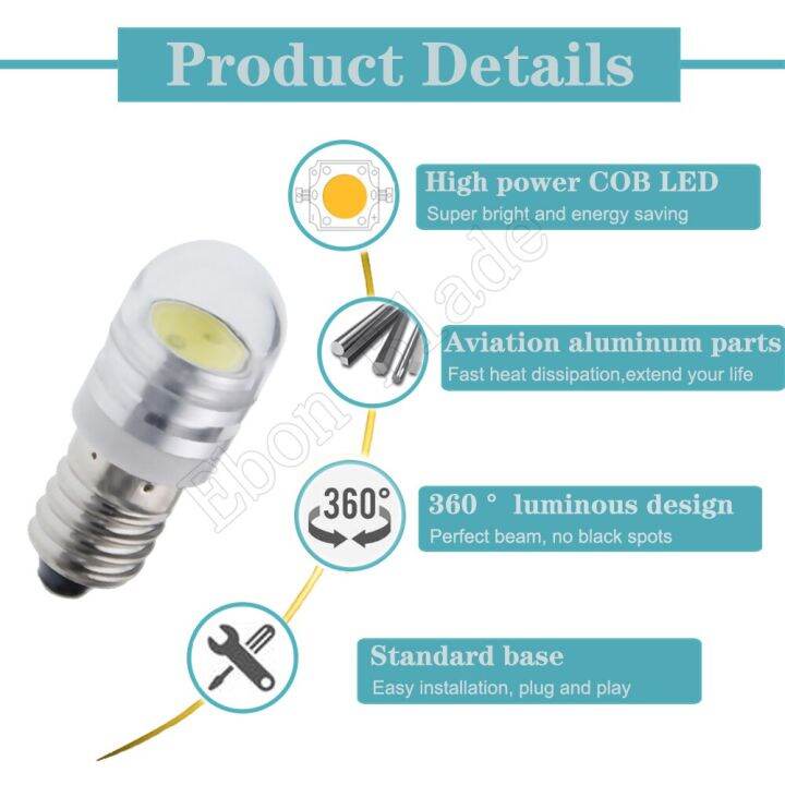 โคมไฟ2ไฟฉาย-led-6v-dc-2วัตต์2วัตต์-e10-1447สกรูโคมไฟ-led-6000k-โคมไฟเปลี่ยนไฟฉายสีขาวโคมไฟทำงาน