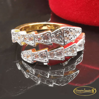 Inspire Jewelry , แหวนงู งูพัน แหวนรุ่นนิยม แหวนประดับเพชรCZ งานจิวเวลลี่หรู ตัวเรือนหุ้มทอง 24K สามารถปรับขนาดได้ พร้อมกล่องทอง