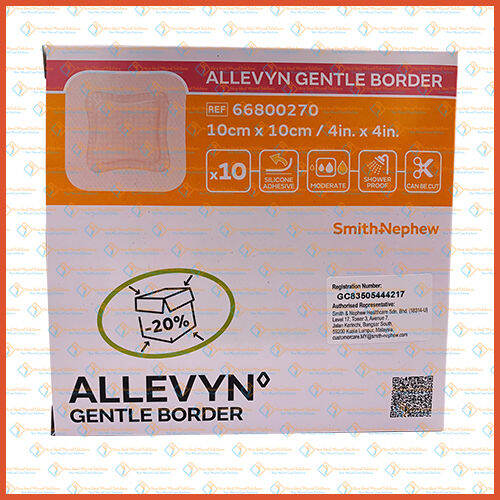 ALLEVYN Gentle Border Adhesive Foam Dressings (10cm X 10 Cm) - 10 PACK