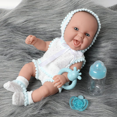 30cm Simulation lifelike bebe reborn doll 12 inch waterproof Silicone lovely newborn baby Feeding bottle Fashion clothes toys