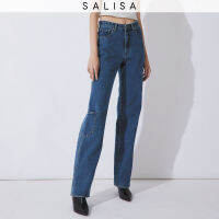 SALISA - JEANS Mid-Rise Pocket Mid-Blue (เอวใต้สะดือ)