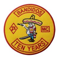 Small MC Bandidos Embroidered Biker Iron on Patches Sewing DIY Badges Appliques Motorcycle Jackets Vests Bags Accessories Craft Haberdashery