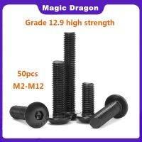 【cw】 50pcs/Lot M4 M5 Class 12.9 round head hexagon socket screw pan cup ！