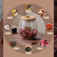 Wood Lid Glass Airtight Canister Kitchen Storage Bottles Jar Food Container Grains Puer Tea Can Coffee Beans Candy Jars