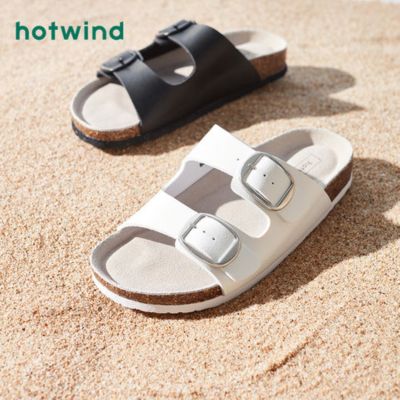 【Hot Sale】 Hot air 2023 summer new womens fashion muffin and casual slippers personalized matching comfortable cork mopping tide