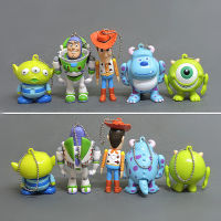 5ชิ้นการ์ตูน ToyStory Buzz Lightyear ตาใหญ่เด็กชายสามตา Boy พวงกุญแจตุ๊กตาห้อยขนาดเล็กตัวเลขการกระทำ