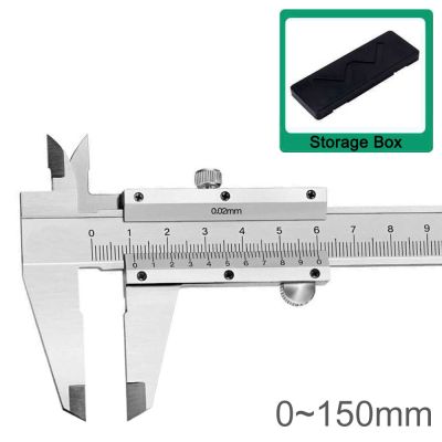 0-150มม. 0.02สเตนเลสสตีลไม้บรรทัดวัดเครื่องมือวัดโลหะเวอร์เนียกล่องเก็บของเครื่องมืออุตสาหกรรม