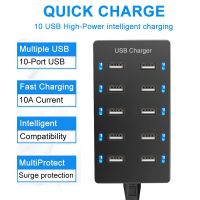 J15อะแดปเตอร์สถานีชาร์จแบบรวดเร็วแท่น USB หลากหลาย10เครื่องชาร์จพอร์ต USB โทรศัพท์มือถือตั้งโต๊ะแบบพกพาผนังปลั๊ก EU UK