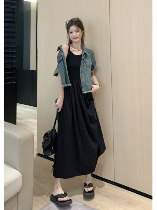 hilady-เสื้อเบลาส์สำหรับผู้หญิง-เสื้อเสื้อโปโลแขนสั้นผ้ายีนส์ย้อนยุคอเนกประสงค์ลำลองแฟชั่นสไตล์เกาหลี
