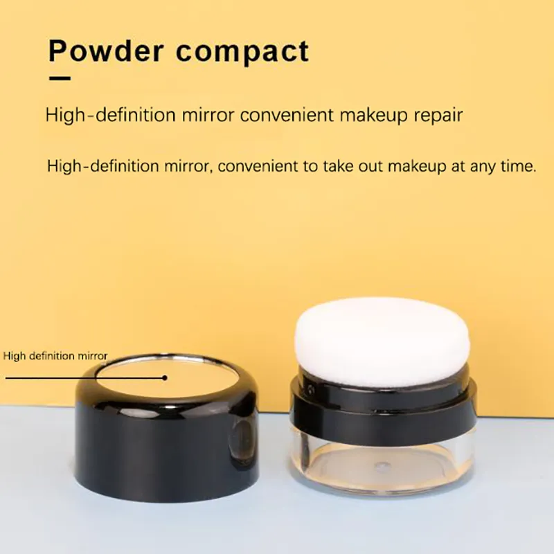 Travel Portable Loose Powder Container with Sponge Mirror and