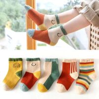 5 Pairs /lot Cute Baby Girls Socks Autumn Rainbow Stripes Cotton Children socks Infant Toddler Boy Socks Kids Calcetines 1-12Y