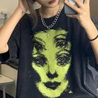 Gothic Grunge Clothing Womens Loose T-shirt Dark Y2K Printed High Street Clothing Harajuku Clothes Oversized T-shirt Summer