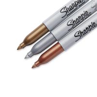 HONG LAN มาร์กเกอร์โลหะกระดาษสีน้ำมันสีเงินเขียนปากกามาร์กเกอร์ถาวรโลหะ Sharpie ทอง