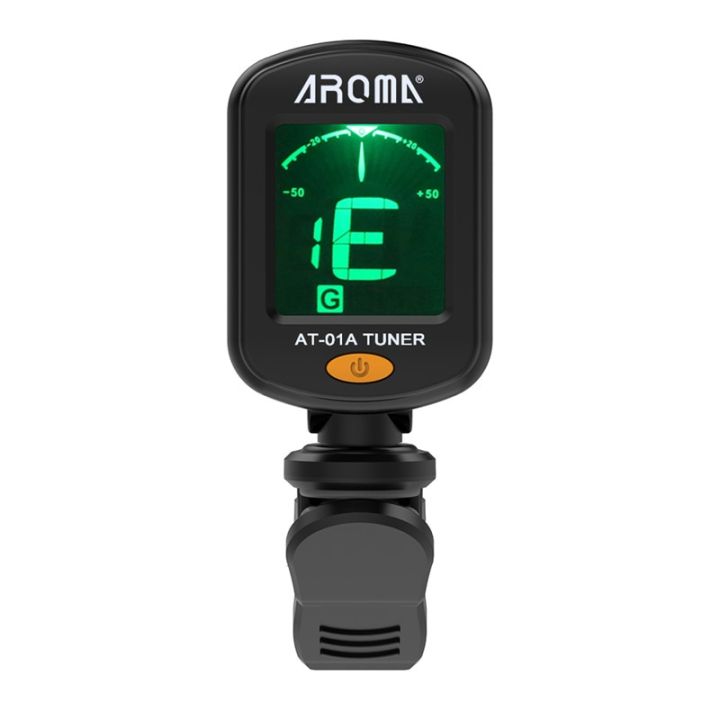 aroma-at-01a-guitar-tuner-rotatable-clip-on-tuner-lcd-display-for-chromatic-acoustic-guitar-bass-ukulele-black-guitar-parts