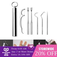 CUTICATE Pocket Stainless Steel Toothpick Set with Holder Oral Cleaning Tooth Flossing Tooth Picks for Picnic Hiking Backpacking Travel Daily Use