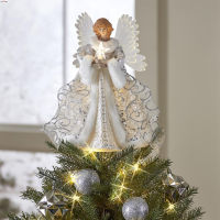 YBC Christmas Angel Tree Topper พร้อมไฟ2D อะคริลิค Angel Figurine Xmas Treetop Decor เทศกาล Party Ornament