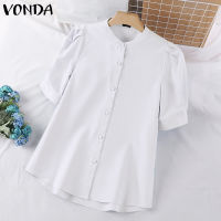 VONDA เสื้อกระดุมลำลองธุรกิจของผู้หญิงแขนพองสั้นอเนกประสงค์สำหรับเดินทาง (ลำลองเกาหลี) #2