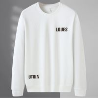 [COD] printing round neck long-sleeved T-shirt mens autumn new fashion all-match pullover white bottoming top tide