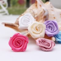 30pcs/lot 2cm Polyester Satin Ribbon Rose Flower Silk Fabric Flower Handmade DIY Wedding Bouquet Flower Hair Cloth Accessories Gift Wrapping  Bags