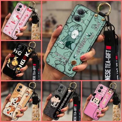 Cover Wristband Phone Case For MOTO G53 5G New Arrival Shockproof Silicone Phone Holder Wrist Strap Cute TPU Cartoon