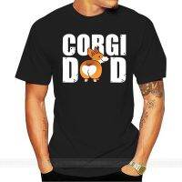 เสื้อโอเวอร์ไซ - เสื้อเชิ้ตคอลูกเรือแขนสั้นพร้อมลวดลายพ่อ Corgi! เวลช์! เสื้อยืดคอตตอนลําลอง 1 ตัวพS-5XL  X7DY