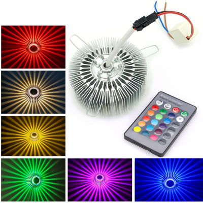 1W 3W Sunflower RGB Effect Light LED Wall Sconce Lamp AC100-265V Remote Control Colorful YellowBlueRed Indoor Lighting