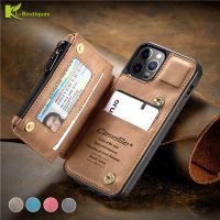 [Chaoke digital branch] เคสกระเป๋าสตางค์แบบมีซิปย้อนยุคสุดหรูสำหรับ iPhone 11 12 13 Mini Pro Max XR SE2020 XS 7 8 Plus เคสหนังฝาหลัง