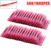 500/1000PCS สีแดงความร้อนหด CRIMP เทอร์มินัลกันน้ำฉนวนหุ้มฉนวนก้นตัวเชื่อมต่อสายไฟ 22-16 AWG ชุด-Jiieu