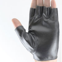 2019 Fashion Half Finger Gloves Women PU Leather Fingerless Driving Gloves Rivet Hollow Dancing Guante For Men Black white Luvas