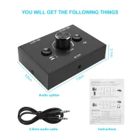 3.5mm 2 Input 1 Output/1 Input 2 Output Audio Switcher Audio Switcher Box One-Key Mute Button