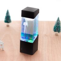 ❁☎ LED colorful jellyfish lamp creative acrylic aquarium volcano fish jelly 3D LED night light