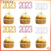 CHANFEN 36ชิ้นของตกแต่งหน้าเค้กอุปกรณ์ทำขนมสำหรับงานเลี้ยงคริสต์มาสปีของตกแต่งหน้าเค้กกระดาษสีทอง