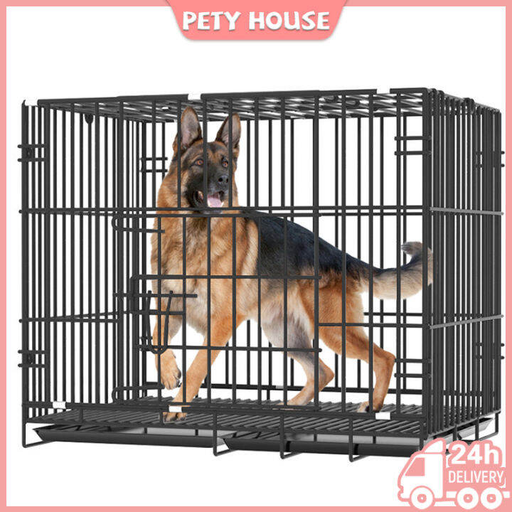60CM Large Foldable Pet Cage Dog Cage with Poop Tray Heavy Duty Pet