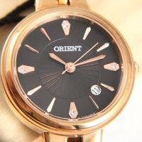 [COD]Link Watch ORIENT Japanese Oriental Elegant R Quartz Black Surface Rose Gold 26Mm Steel Band FSZ40002T0