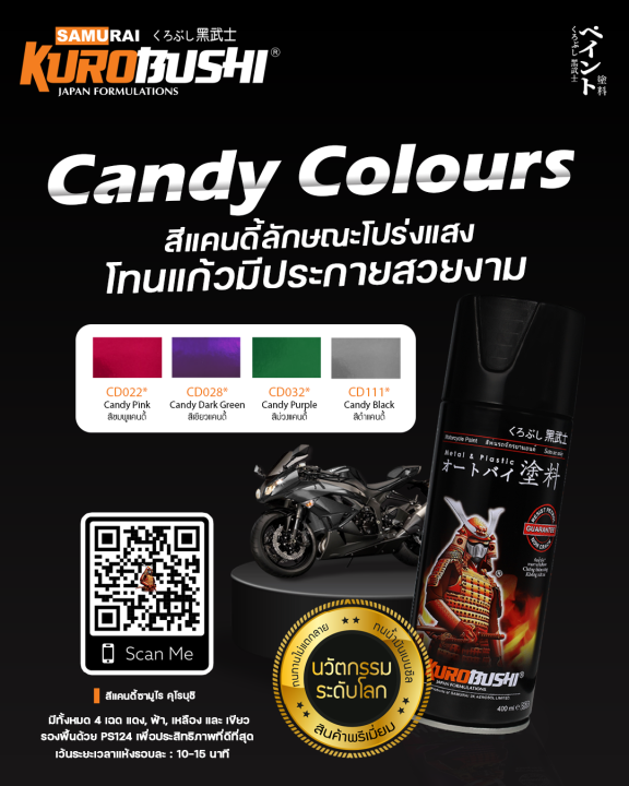 cd022-สีชมพูแคนดี้-candypink-สีชมพูแก้ว-สีมอเตอร์ไซค์-สีสเปรย์ซามูไร-คุโรบุชิ-samuraikurobushi