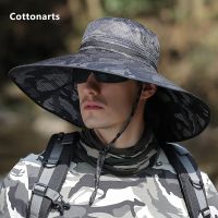 【CW】 Men  39;s 15CM Brim snake print camouflage hat UV Protection Hats Fishing Cap Hiking Mountaineering sun