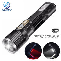 USB ชาร์จไฟฉาย LED ไฟฉายกันน้ำอินเตอร์เฟซ USB เพื่อชาร์จศัพท์ Zoomable 5โหมดแสง Super Bright