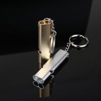 Outdoor Survival Whistle Aluminum Alloy Double Tube Dual-frequency High Volume Hiking Camping First Aid Whistle Outdoors Tool Survival kits