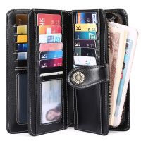 RFID Wallet Ladies Long Zipper Genuine Leather Ladies Wallet Wallet Large Capacity Clutch 【QYUE】