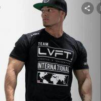 2023 NewLVFT International Live Fit Mengymshirt. ฟิตเนส Bodybuilding.100ผ้าฝ้าย