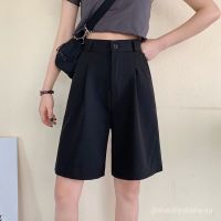 COD DSGERTRYTYIIO Black Suit Shorts Womens Summer Thin High WaistaWord Outer Wear Fifth Pants Loose Straight Wide Leg Bermuda Shorts