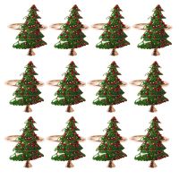 12PCS Hotel Napkin Ring Christmas Tree Napkin Circle Party Table Decor Napkin Buckle Dinner Party Wedding