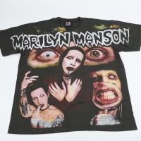 เสื้อ Marilyn Manson ลายโอเวอร์ปริ้น สไตล์วินเทจ สกรีนทั้งตัว ผ้านอก เสื้อOVP เสื้อโอเวอร์ไซส์ เสื้อวงดนตรีต่างประเทศ เสื้อวงร๊อค