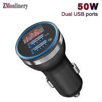 ZMonlinery 50W Car Charger USB Quick Charge QC3.0 Alloy Display Car Chargers VOOC Fast Charging For OPPO Realme C11 C21 iPhone