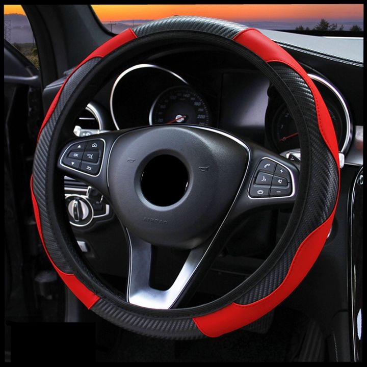 car-steering-wheel-cover-breathable-anti-slip-pu-leather-steering-covers-suitable-37-38cm-auto-decoration-carbon-fiber