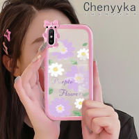 เคส Chenyyka สำหรับ Xiaomi Redmi 9A Redmi เคส9I แฟชั่นดอกไม้สีม่วงลายการ์ตูนโปร่งใสดีไซน์ใหม่เคสมือถือใสกันกระแทกเลนส์กล้องถ่ายรูปปิศาจน้อยเคสซิลิโคนป้องกัน