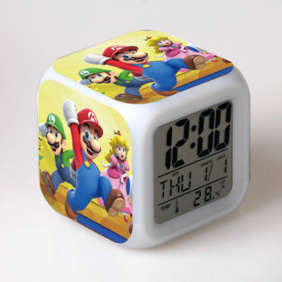 【Worth-Buy】 นาฬิกาดิจิตอลการ์ตูนนาฬิกาปลุกเด็ก Super Mario Bros ไฟปลุก Led นาฬิกา Reloj ตาราง Reveil โต๊ะ Wekker