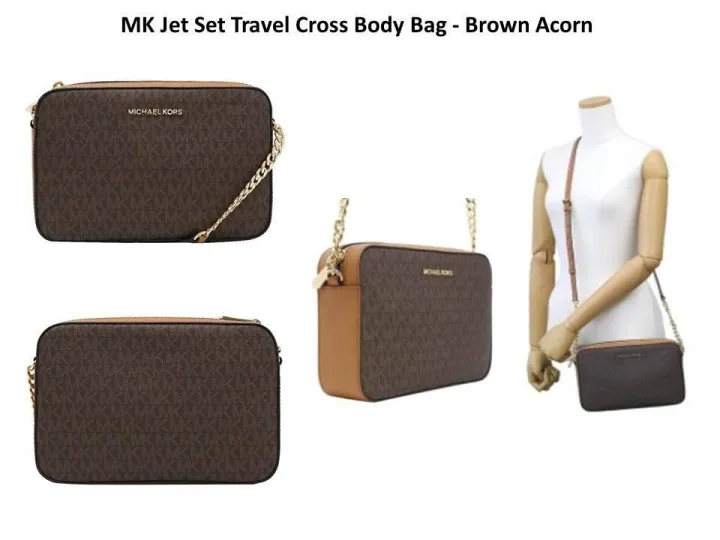 Michael Kors Jet Set Large East West Saffiano Leather Crossbody Bag Handbag  (Vanilla Signature) • Fashion Brands Outlet 